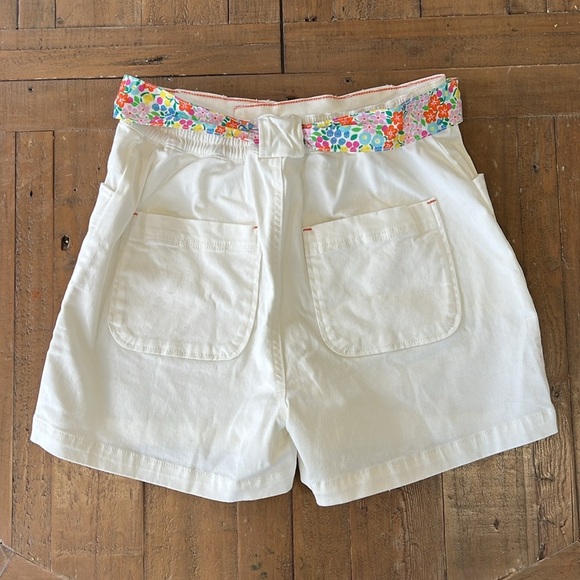 Mini Boden white button fly floral tie belt preppy shorts - Picture 6 of 6
